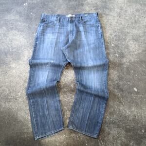 Wrangler Jeans Mens 38x32 Blue Gray Pants Western Faded Loose Work Trashed